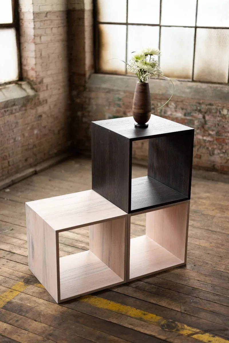 Rainbow City Cubes | Modular Modern Wood Cubes with Brass | Storage or Cocktail Table