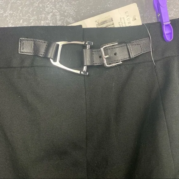 Ralph Lauren black a-line skirt with bit buckle