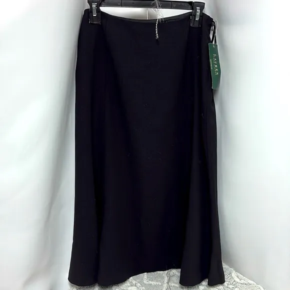 Ralph Lauren Edward Fash Black Wool Trumpet Skirt size 8