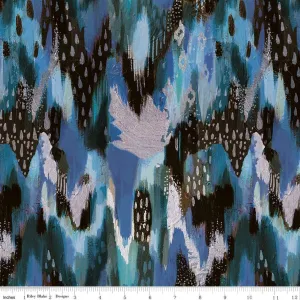 Rayon Challis Brush Strokes Cool -- EttaVee for Riley Blake