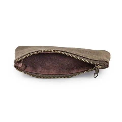 RazoRock Water Repellent Waxed Canvas Zippered Razor Pouch - Military green