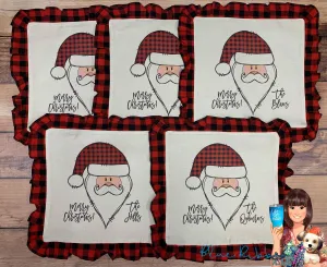 Red and Black Buffalo Plaid Personalized Throw Pillow - Santa
