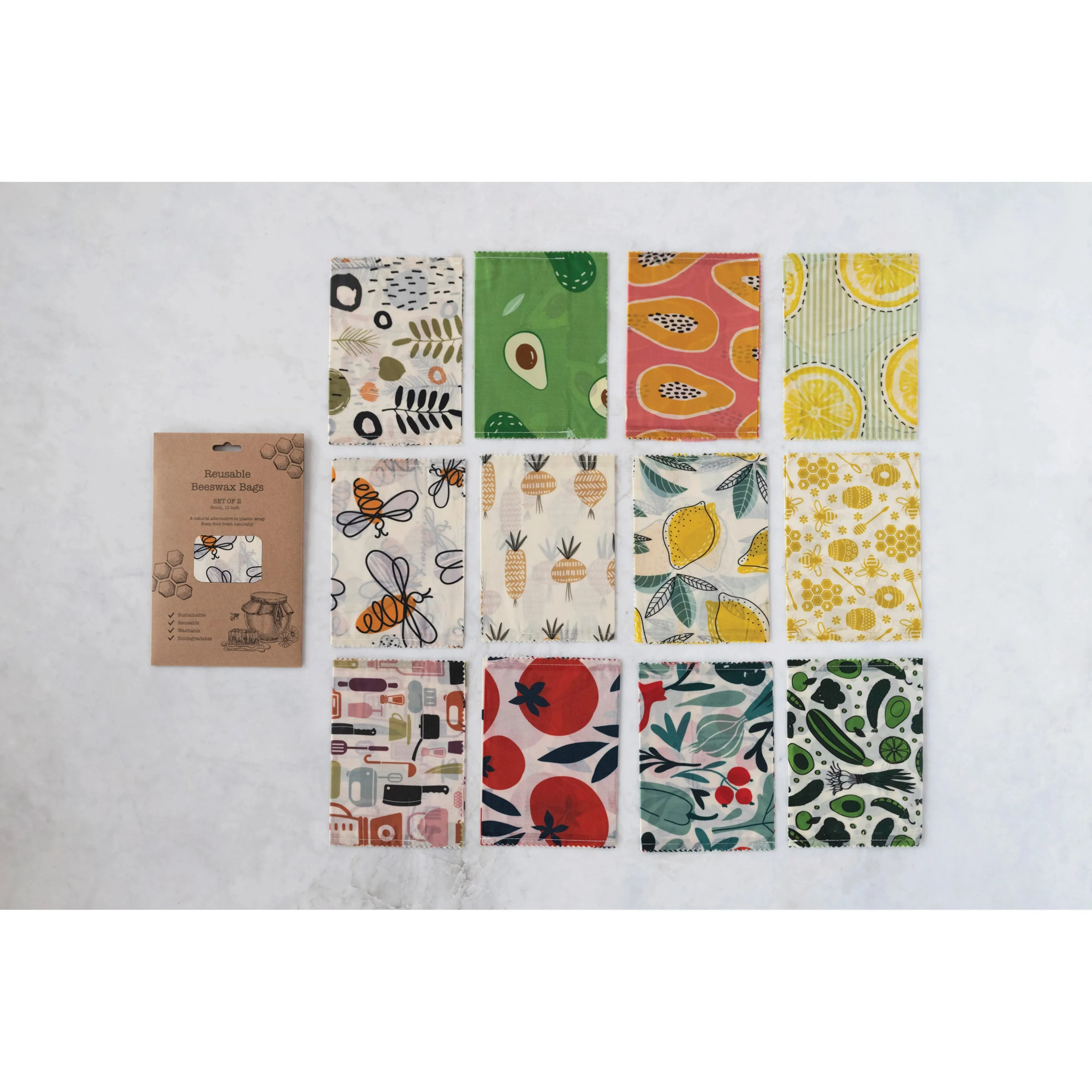 REUSABLE FABRIC BEESWAX FOOD BAGS || SET OF 2