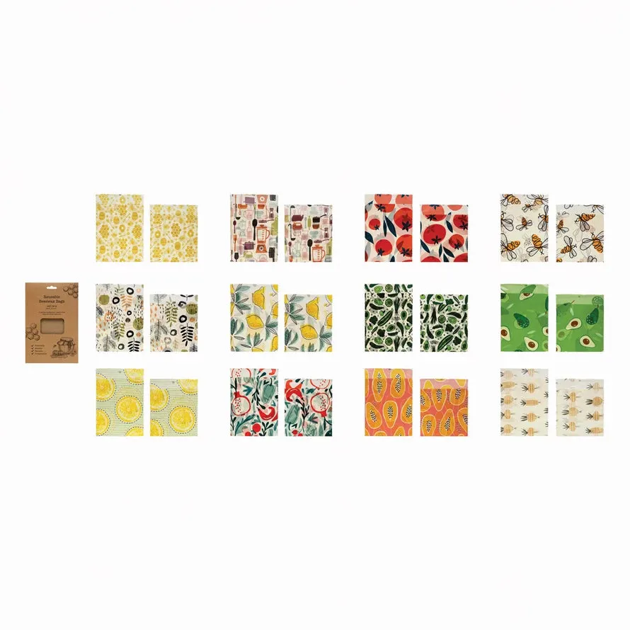 REUSABLE FABRIC BEESWAX FOOD BAGS || SET OF 2