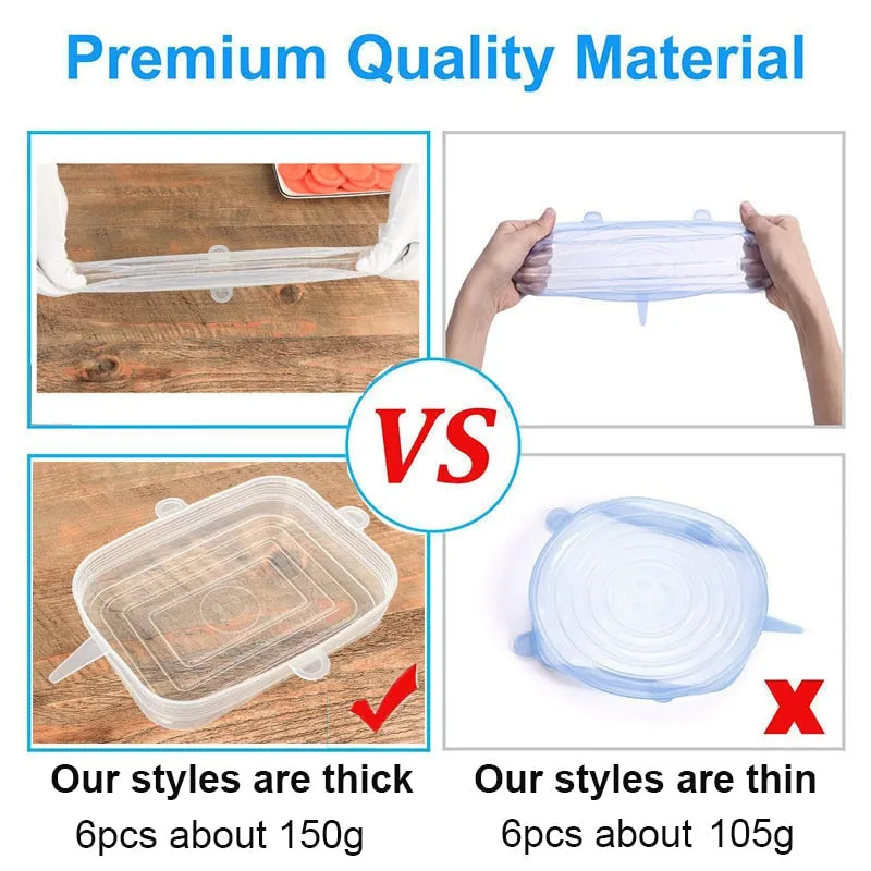Reusable Food Silicone Covers Wrap Stretch Lids Food Storage Lid