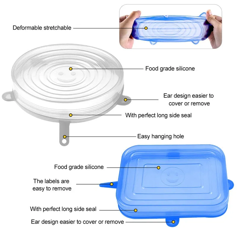 Reusable Food Silicone Covers Wrap Stretch Lids Food Storage Lid