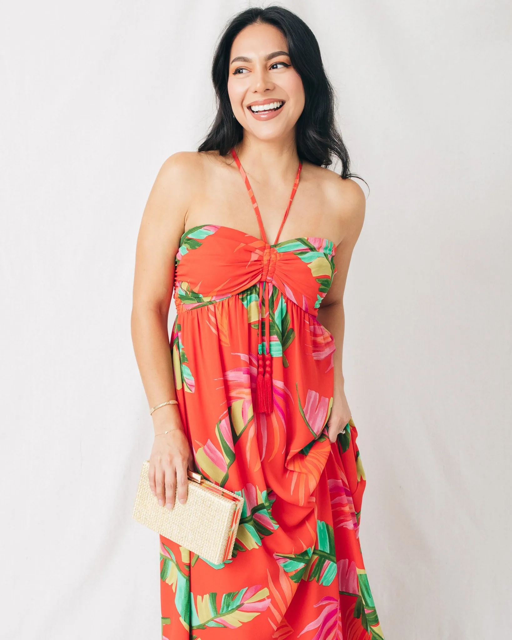 Rio Beaded Tassel Babydoll Maxi Dress
