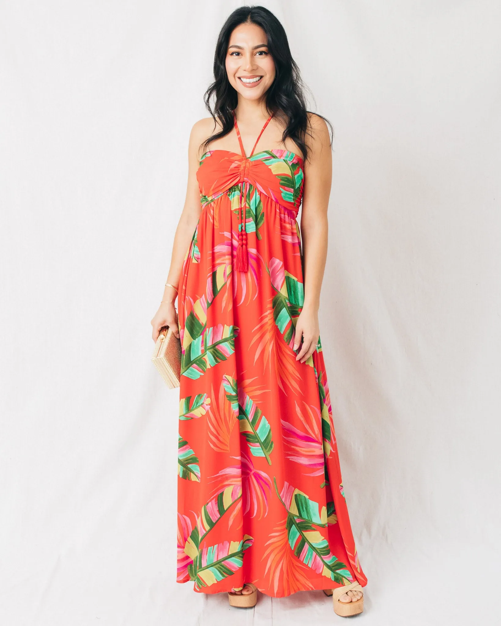 Rio Beaded Tassel Babydoll Maxi Dress