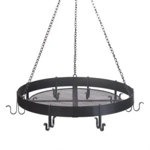 Round Hanging Black Iron Pot Rack Free Shipping