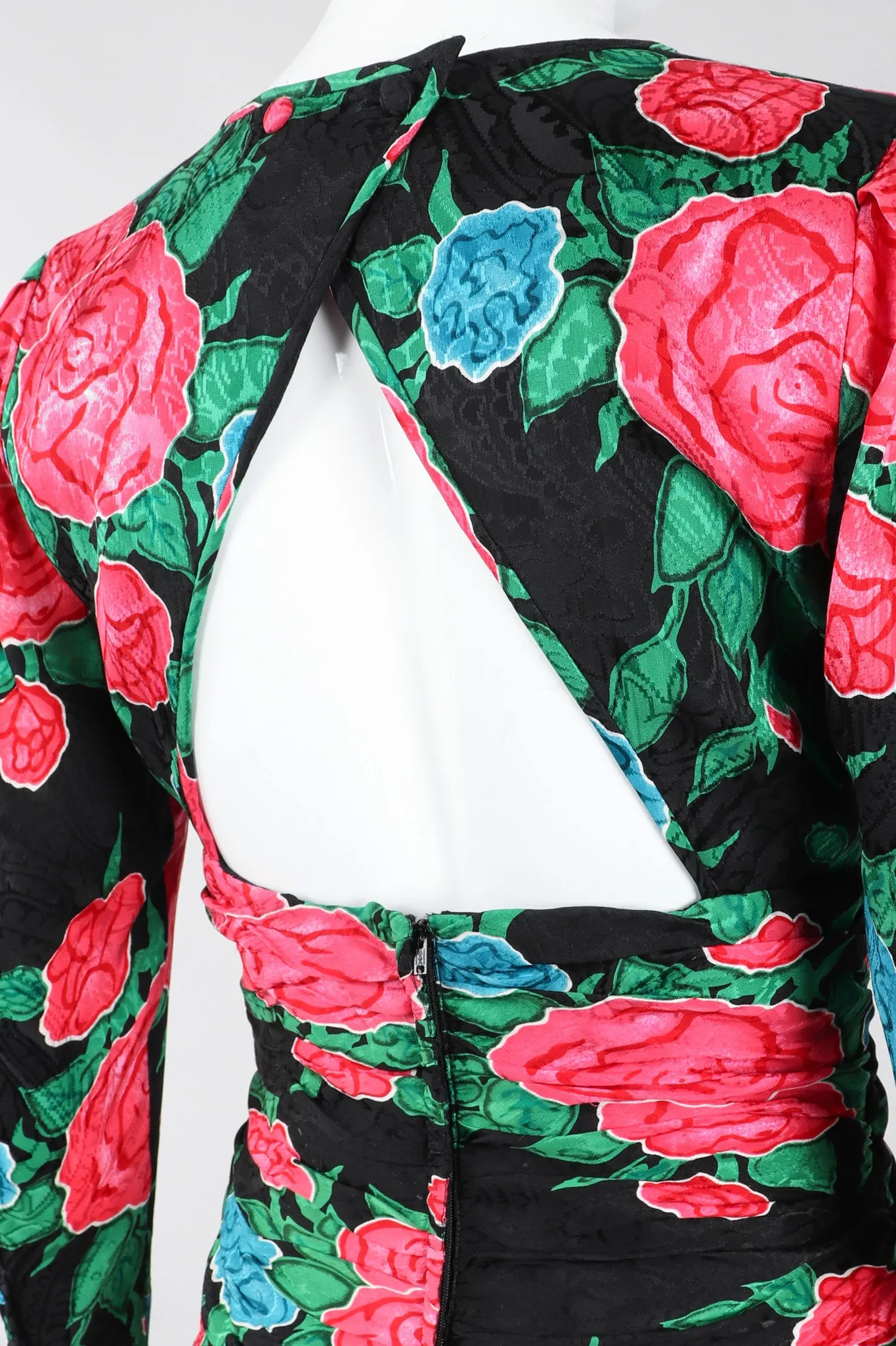 Ruched Roses Silk Dress