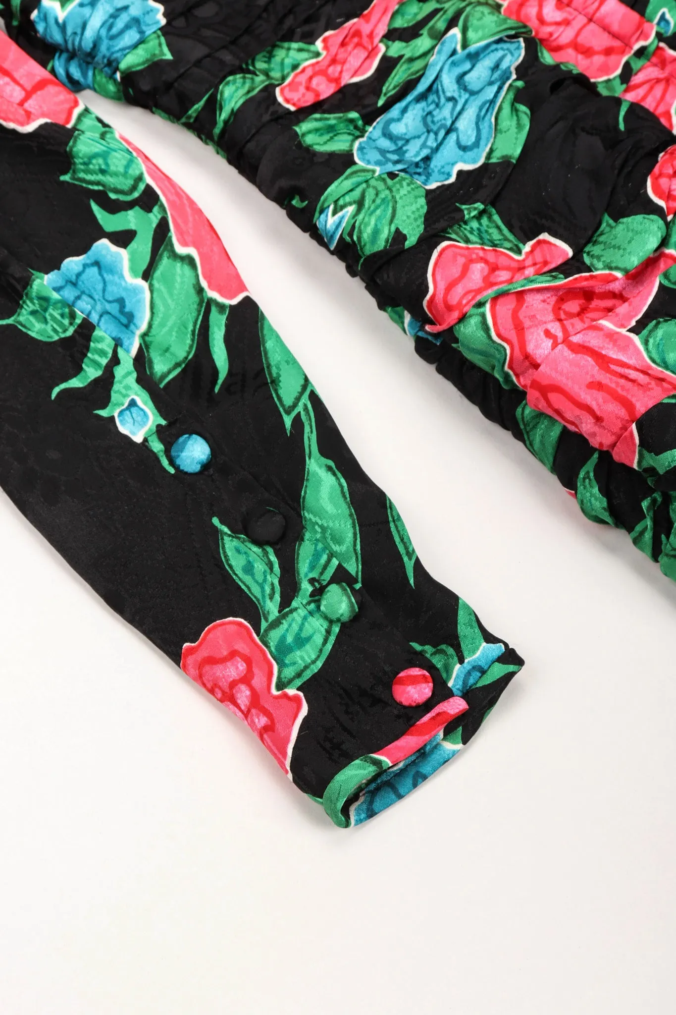 Ruched Roses Silk Dress