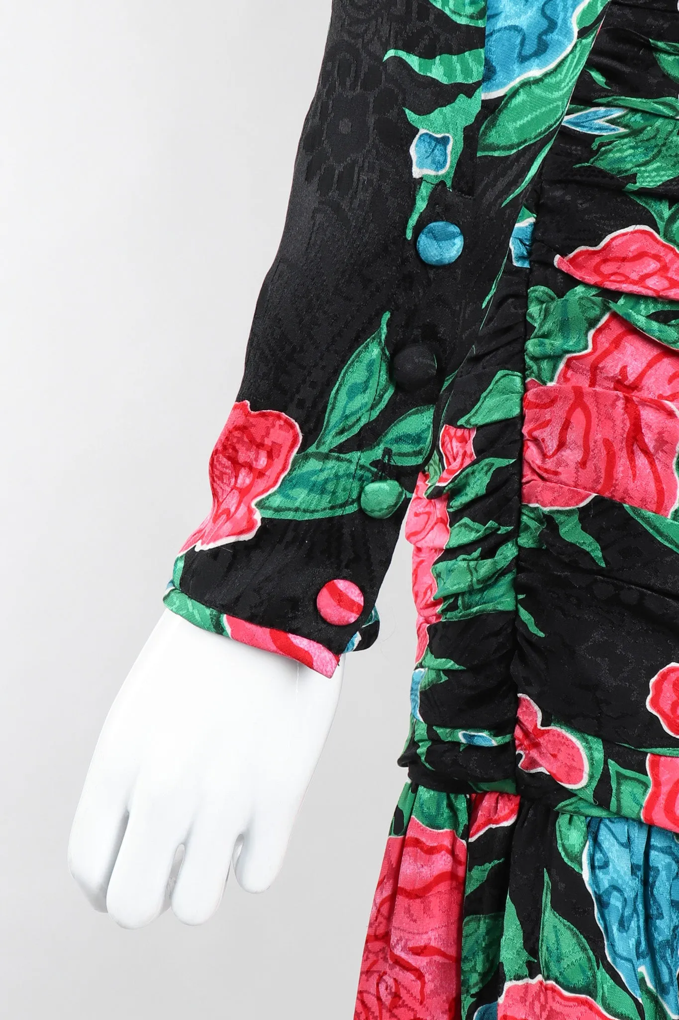 Ruched Roses Silk Dress