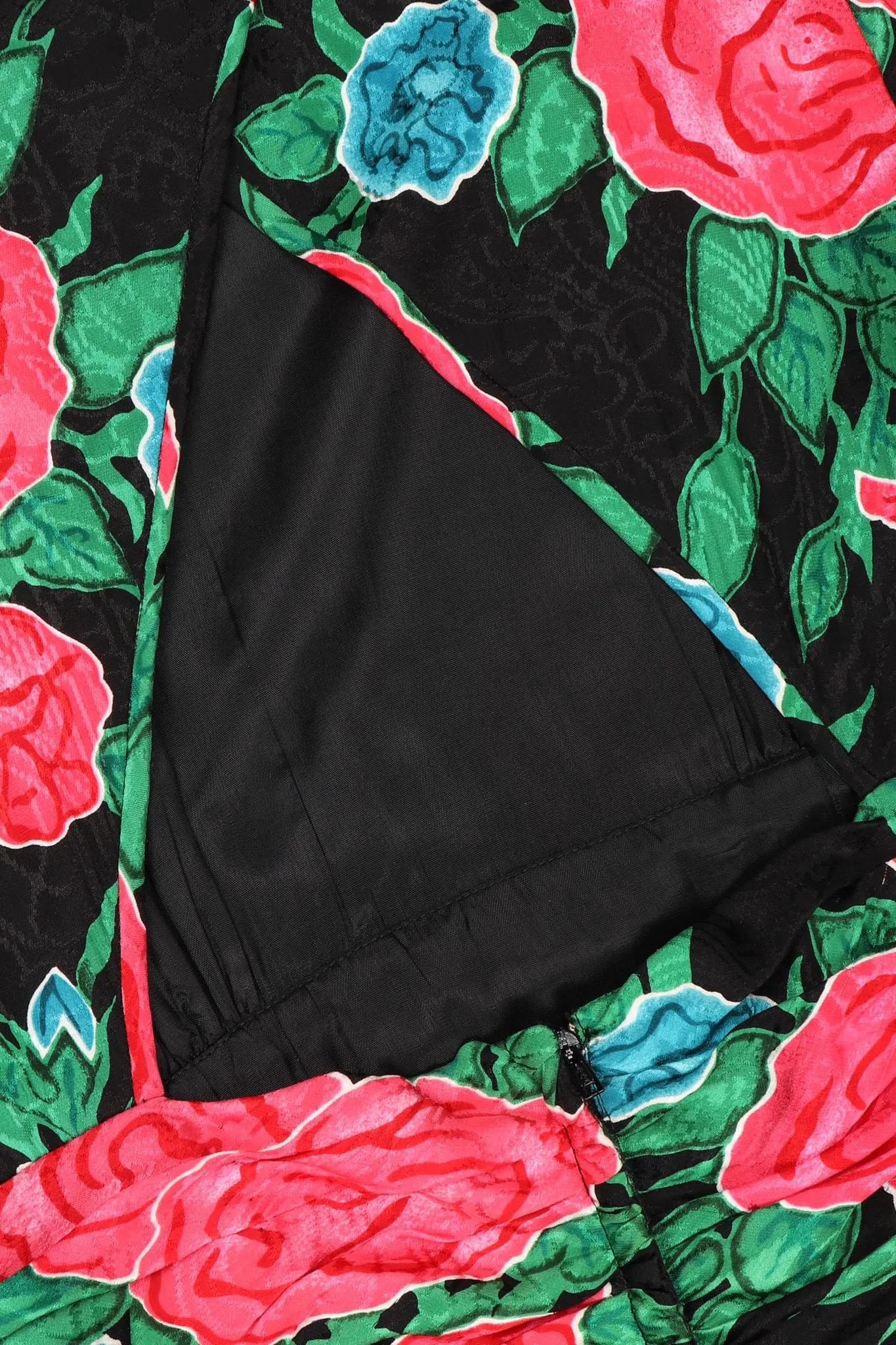 Ruched Roses Silk Dress
