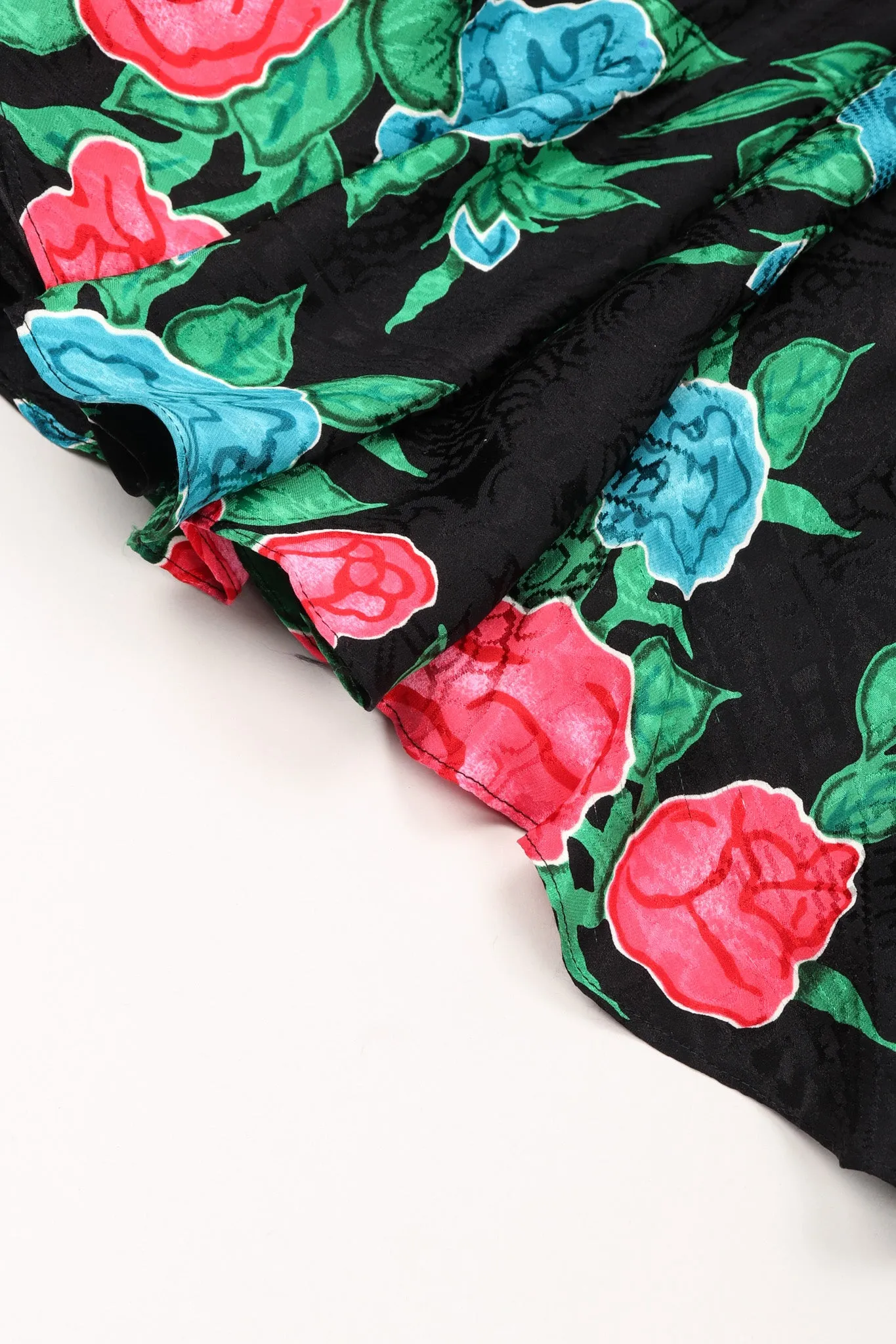 Ruched Roses Silk Dress