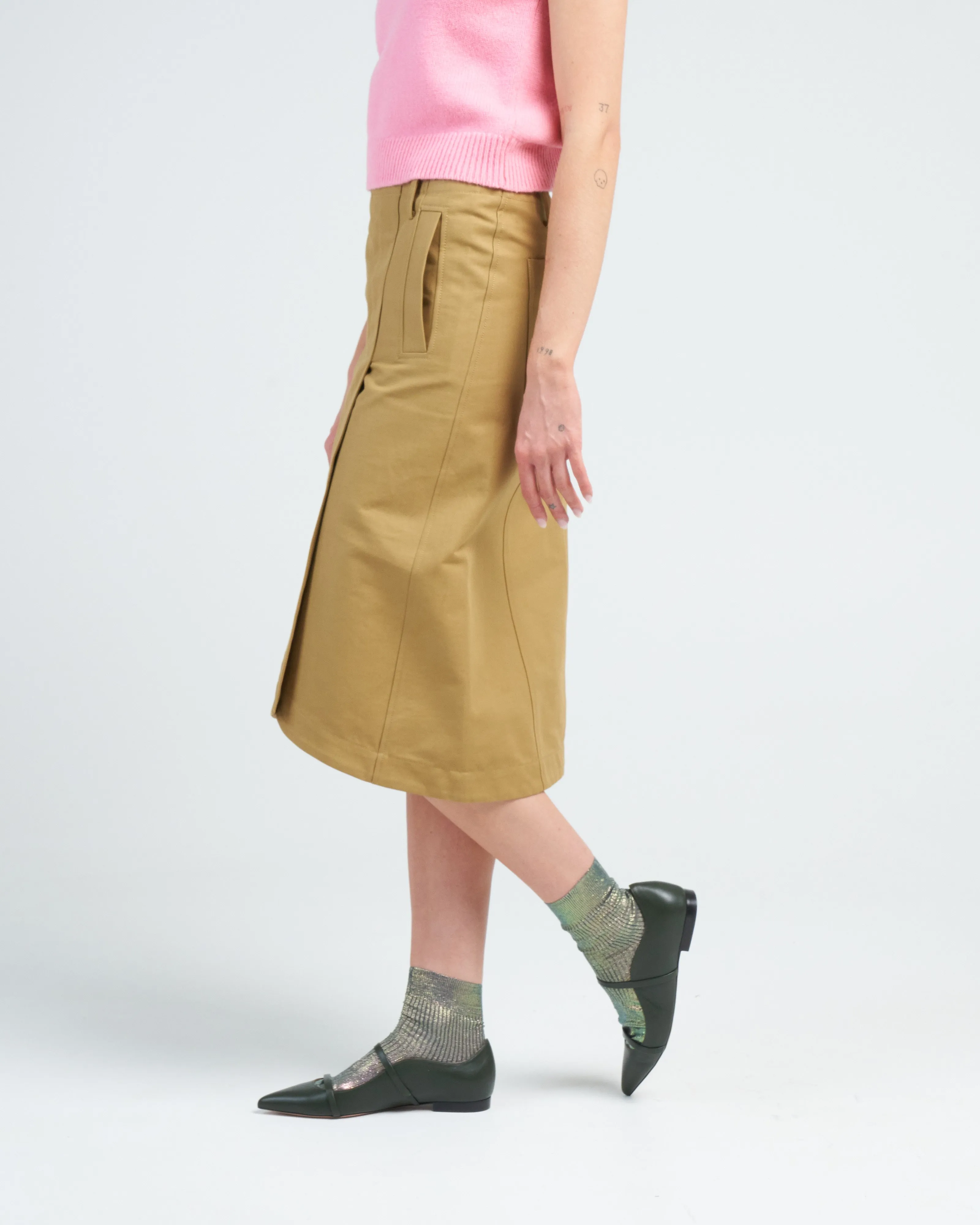 sculpted cotton pitched skirt - tan