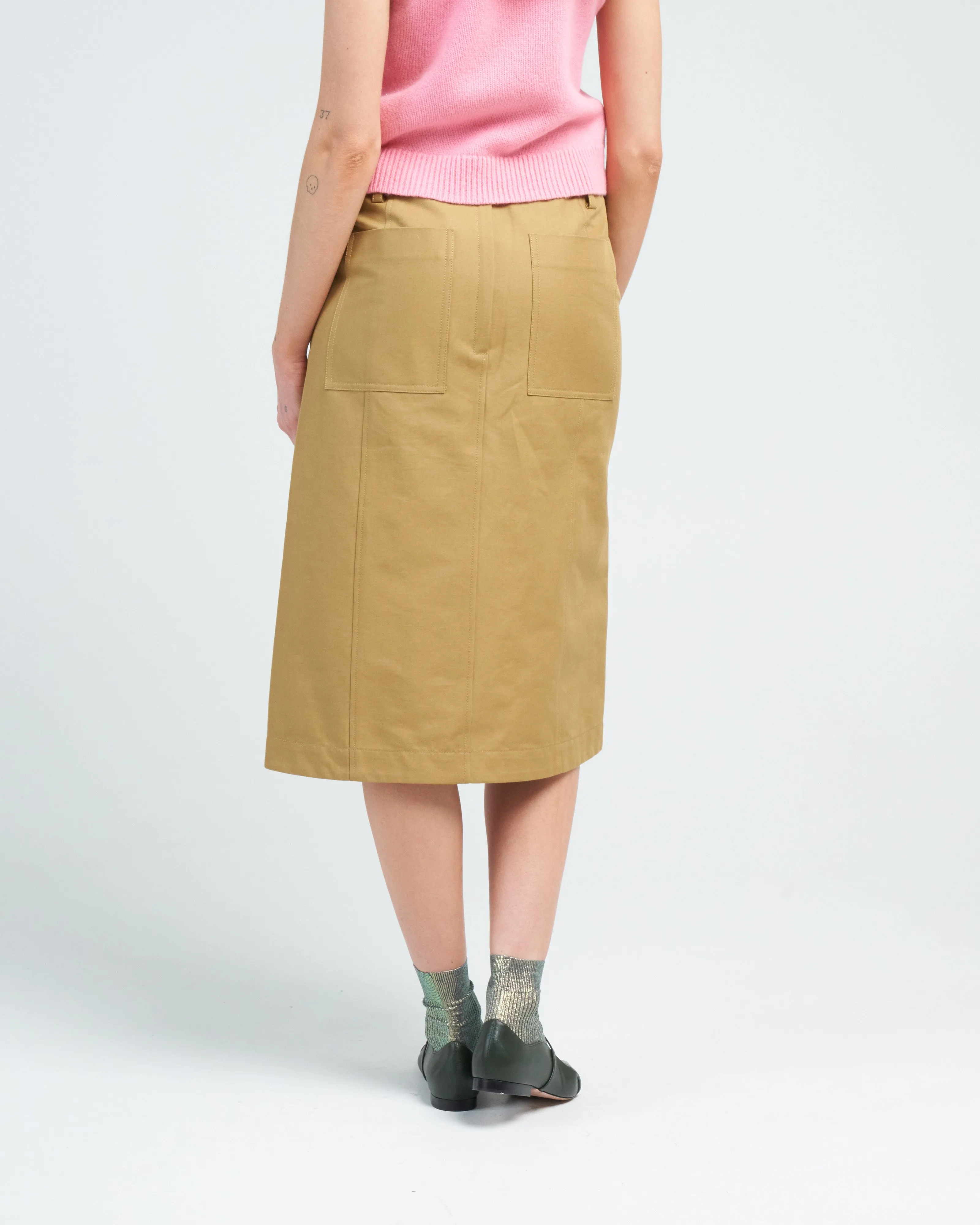 sculpted cotton pitched skirt - tan