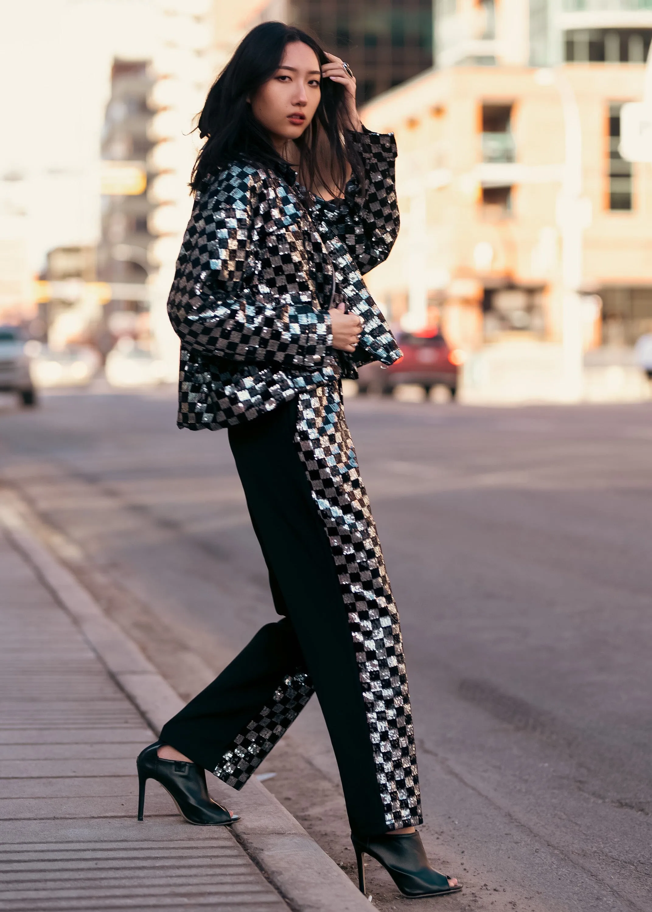 Sequin Checker Bomber
