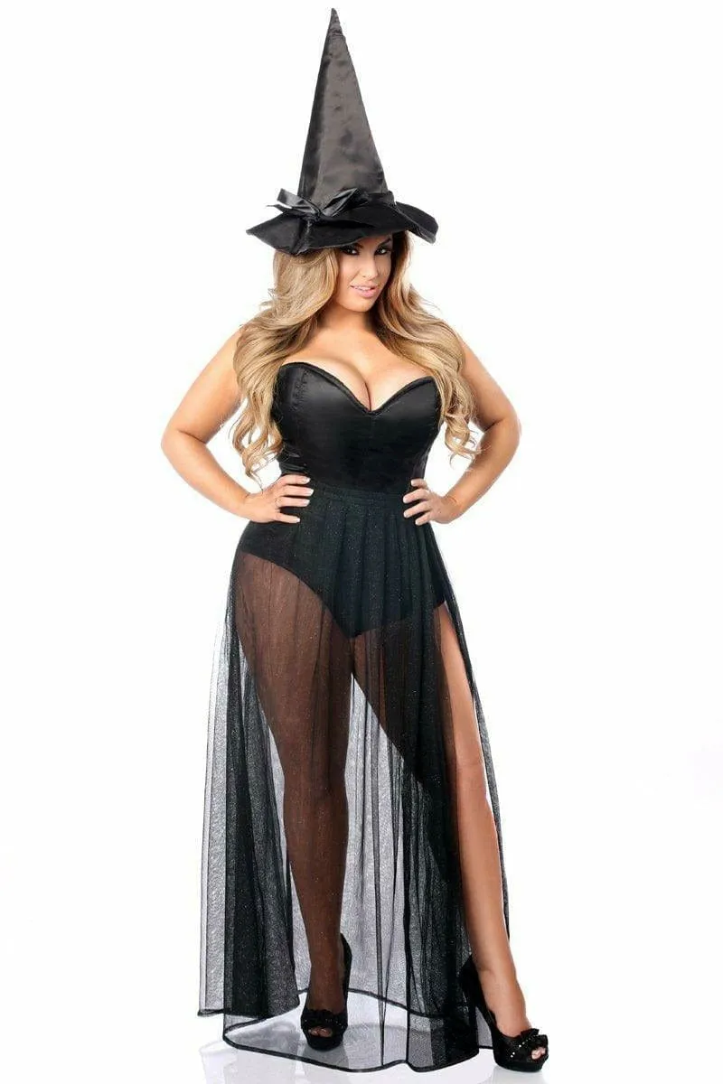 Sexy Deluxe 3 Piece Evil Witch Corset Halloween Costume