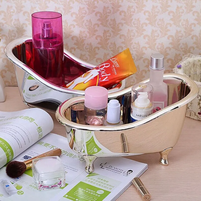 Shiny Mini Bathtub Desktop Jewelry Cosmetic Storage Box Case