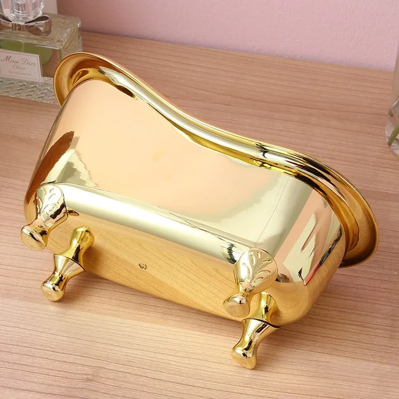 Shiny Mini Bathtub Desktop Jewelry Cosmetic Storage Box Case