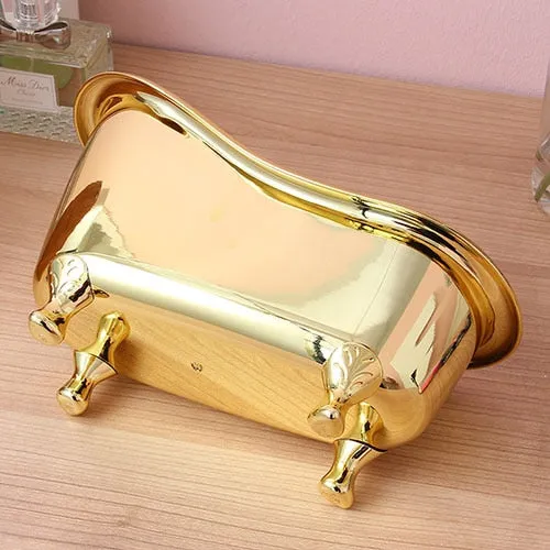 Shiny Mini Bathtub Desktop Jewelry Cosmetic Storage Box Case