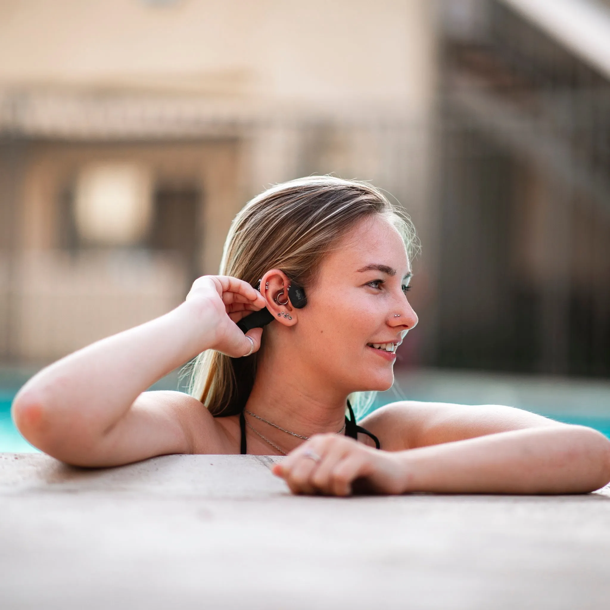 Shokz OpenSwim Waterproof Bone Conduction MP3 Headphones Black