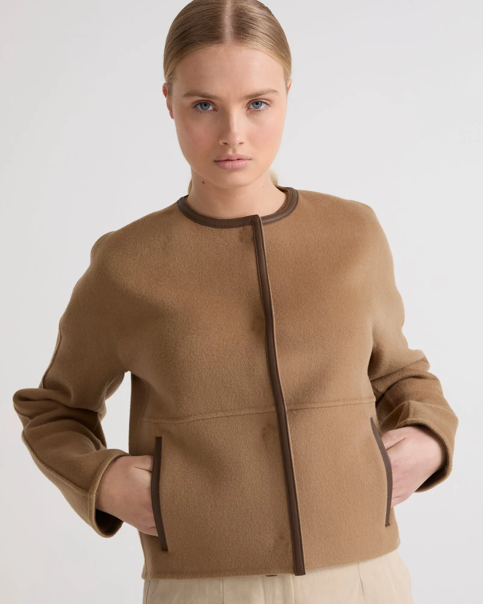 Short cashmere-mix wool jacket