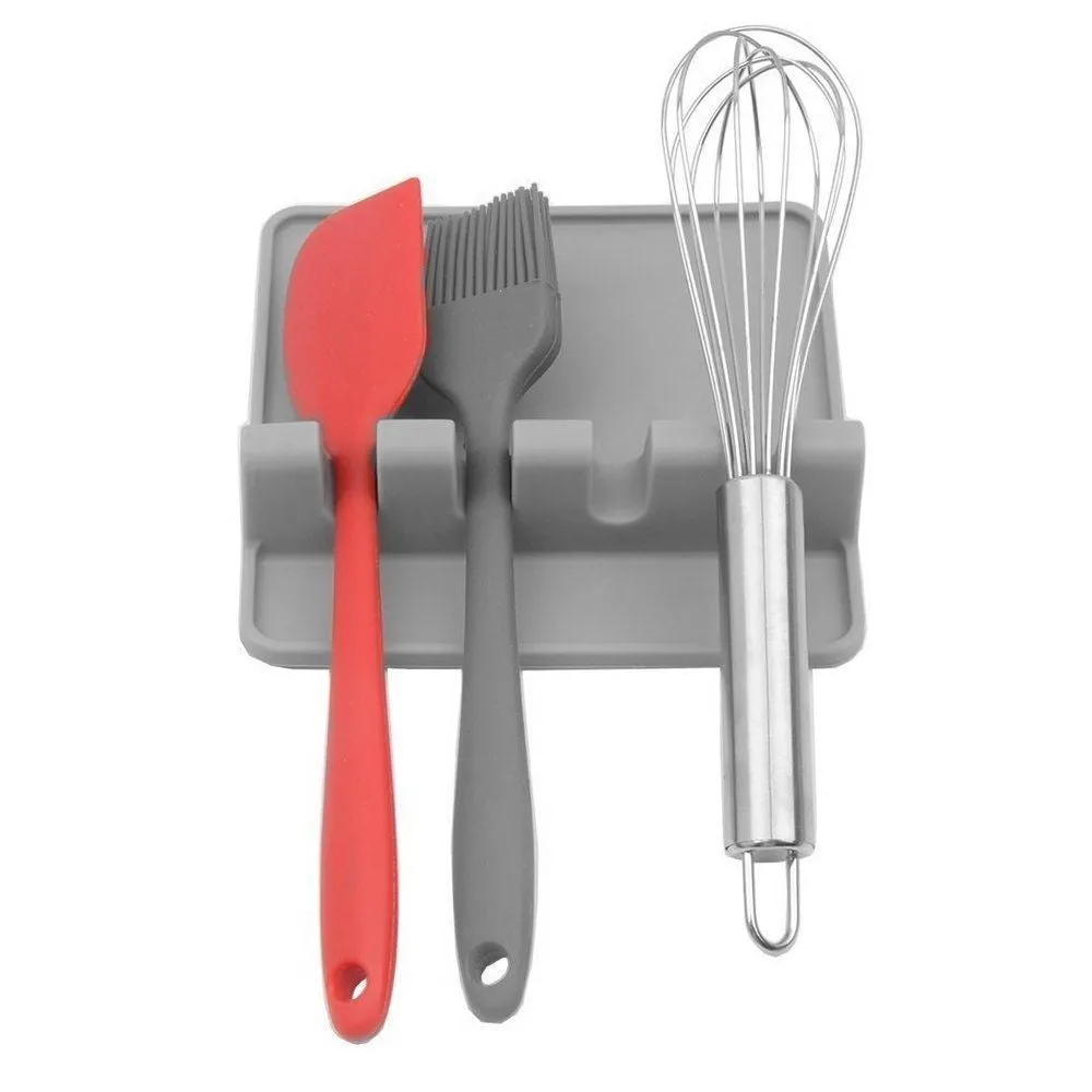 Silicone Spoon Holder, Stove Top Heat Resistant Plate Holders with Drip Pad