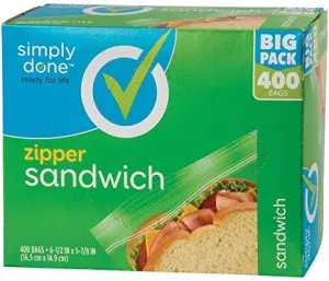 Simply Done Double Zippe Sandwich Bags 400s