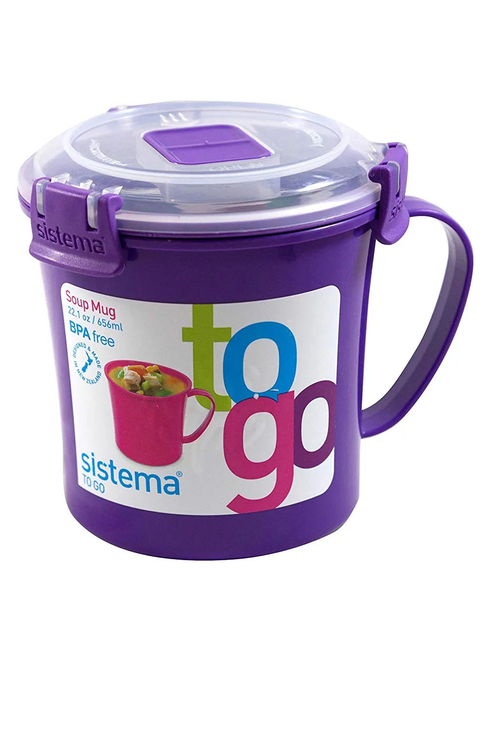 Sistema 656ml (22.1 oz) Soup Mug To Go, Purple, 1-Pack