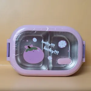 Stainless Steel Insulation Lunch Box Portable Fruit Food Container Leakproof Detachable Two Compartments