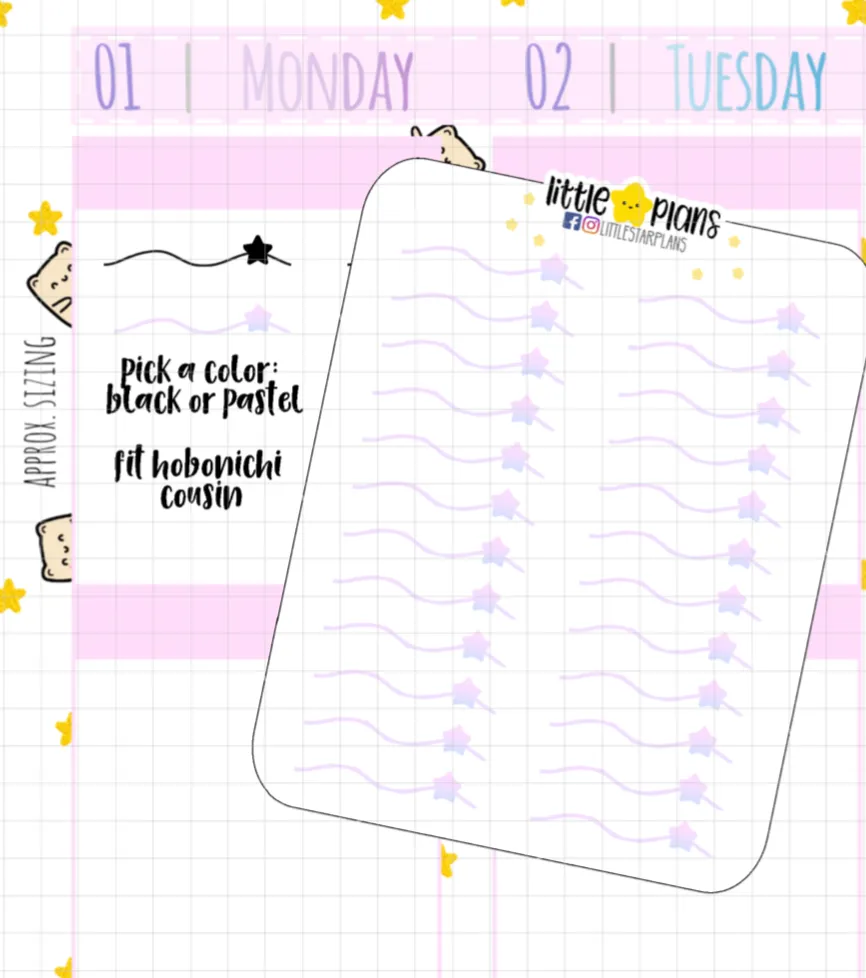 Starry Divider Planner Stickers Fit in Hobonichi Cousin Planners