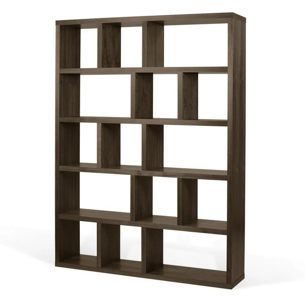 Stetson Geometric Bookcase AllModern Color: Walnut Size: (5 Shelves) 78" H x 59" W x 13" D