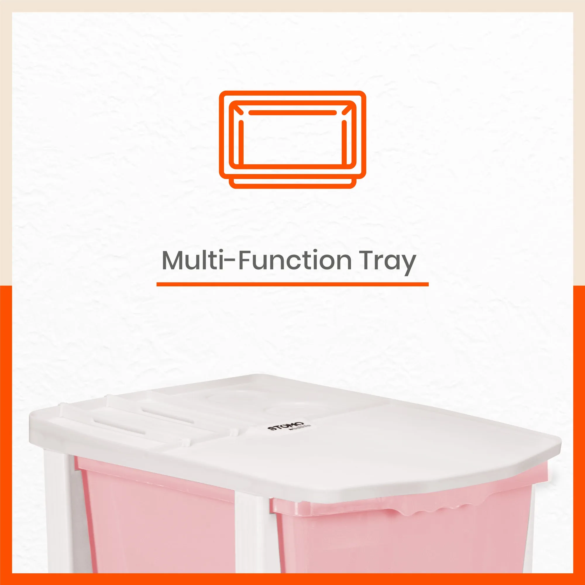 Stomo 3 Drawer Multi-Purpose Storage Organizer for Home and Office (Peach)