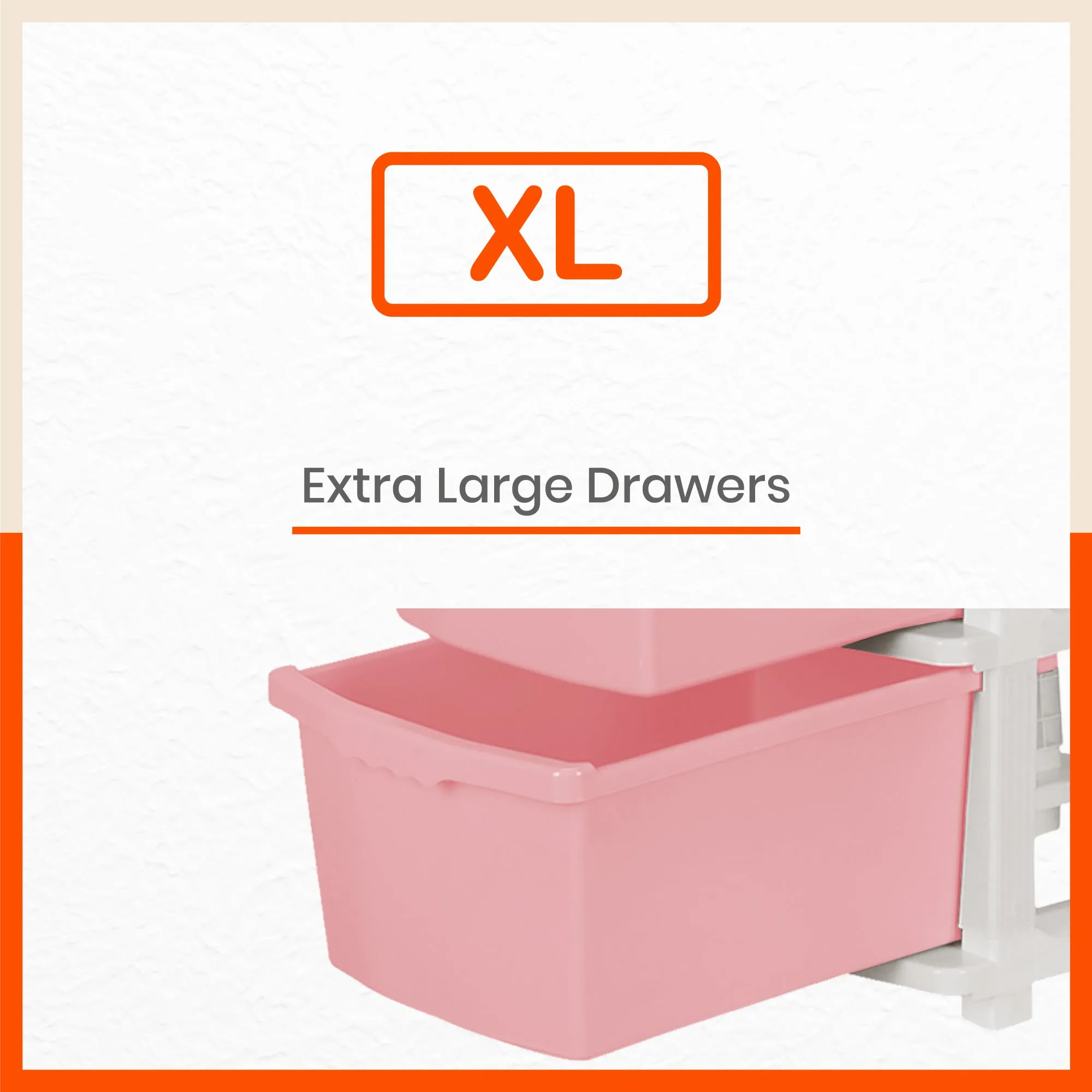 Stomo 3 Drawer Multi-Purpose Storage Organizer for Home and Office (Peach)
