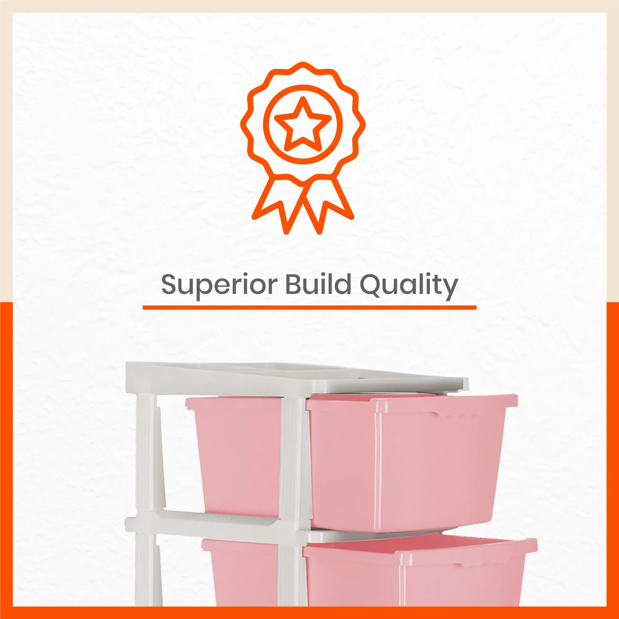 Stomo 3 Drawer Multi-Purpose Storage Organizer for Home and Office (Peach)
