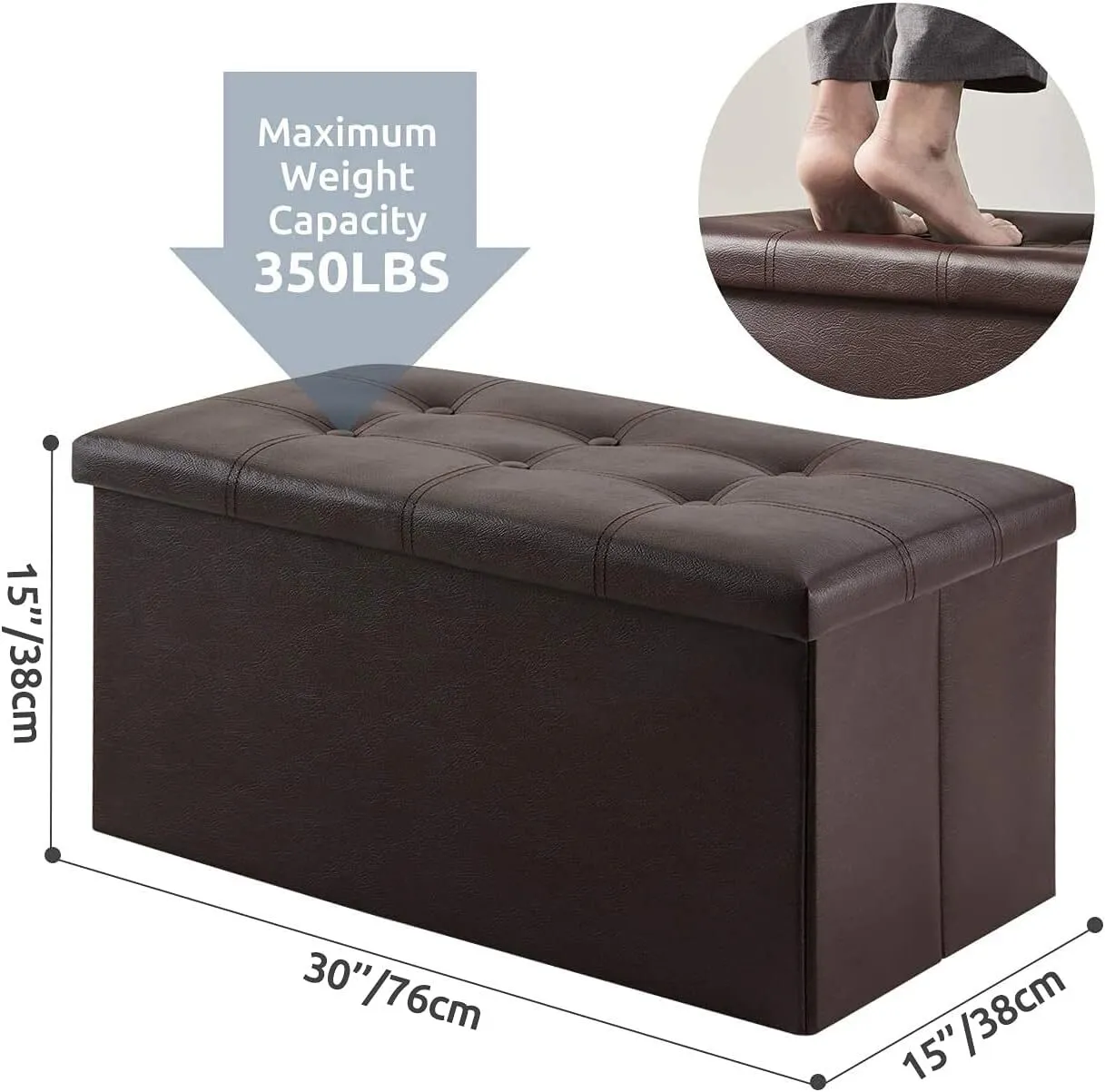 Storage Ottoman, Stable & Sturdy, Foldable Space Saver, Soft Sofa Sponge