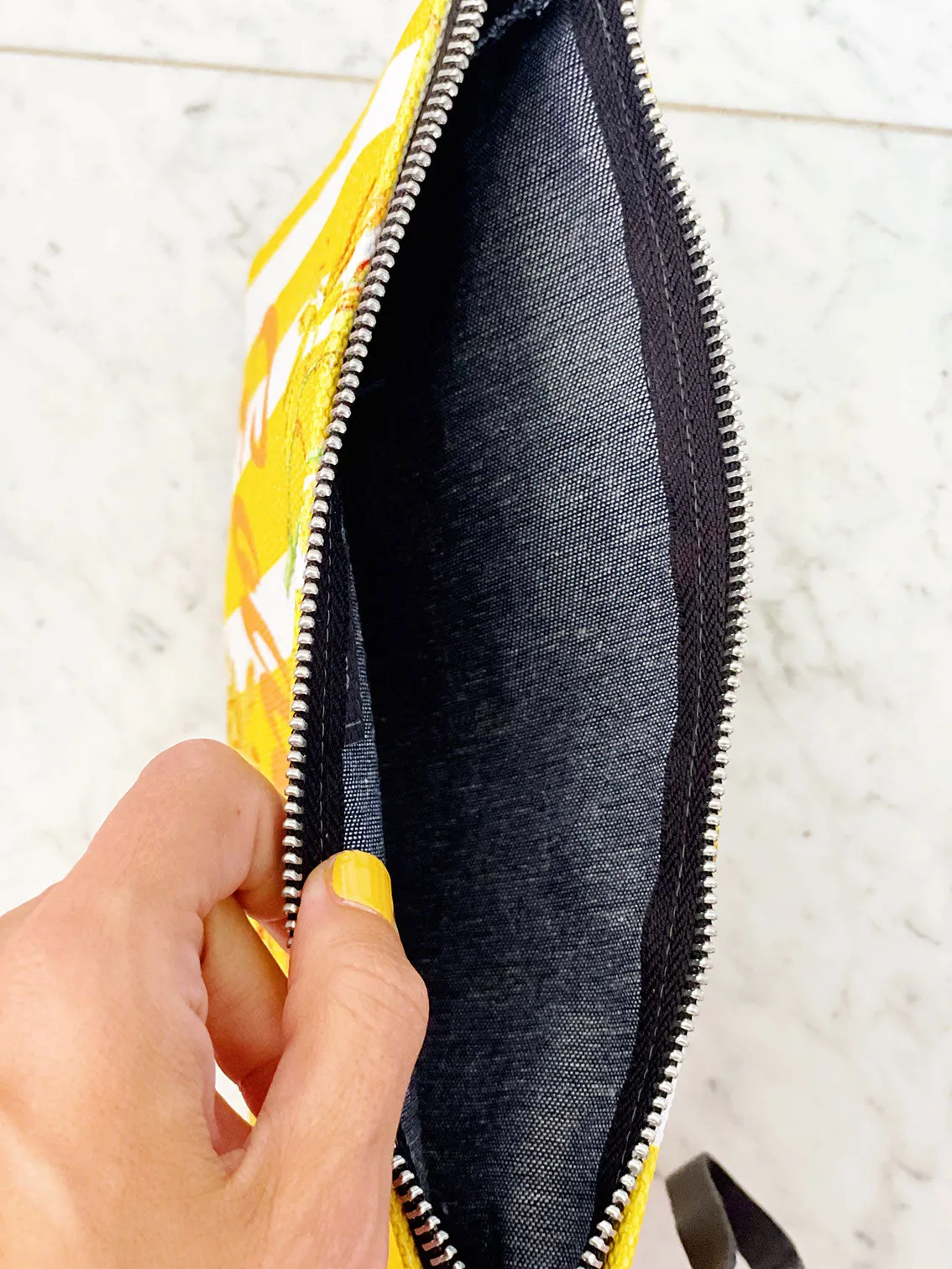 Stripes and Florals Yellow Pouch Sample
