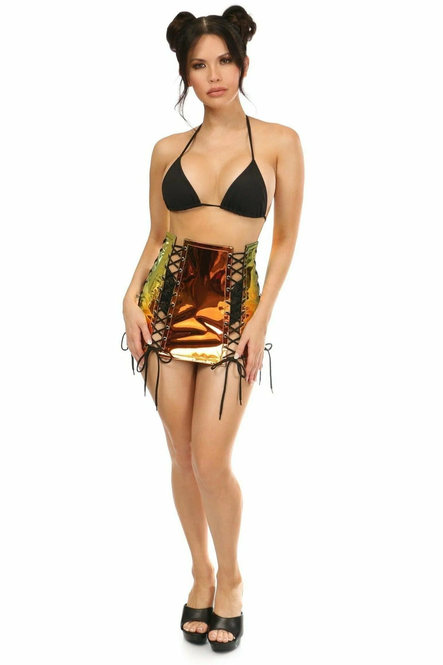 Sunset Holo Lace-Up Skirt