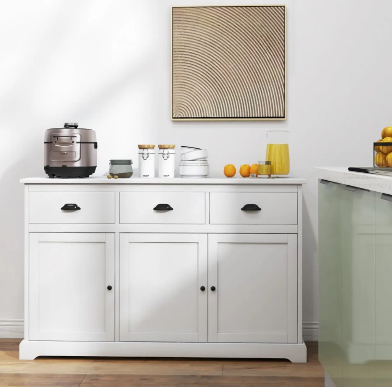 Super Elegant Cabinet Buffet SideBoard With Storage | Adjustable Shelves | 3 Drawers | Heavy Duty