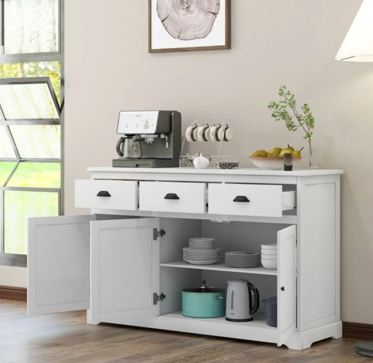 Super Elegant Cabinet Buffet SideBoard With Storage | Adjustable Shelves | 3 Drawers | Heavy Duty
