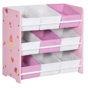 Sweetheart Storage Unit with 9 Removable Storage Baskets | Toy Box Organiser with Shelf | Pink | 3 Years 