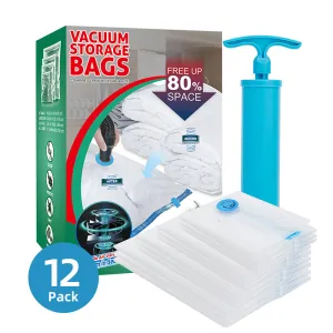 Taili Vacuum Storage Bag Set with Hand Pump - 12 Pack