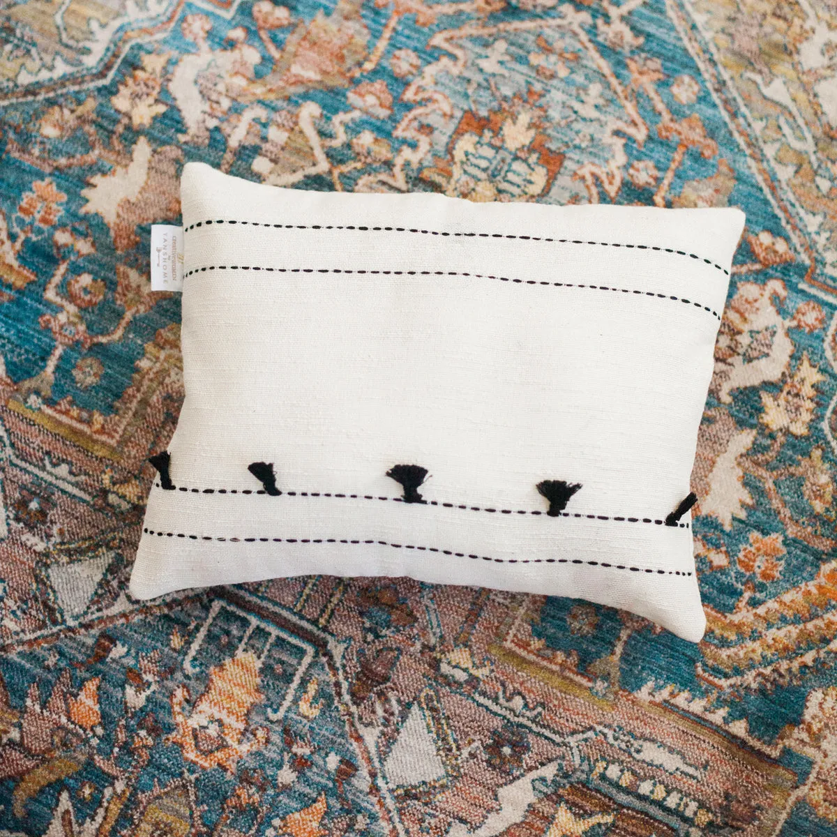 Tasseled Pillow 12" x 16" with zipper closure