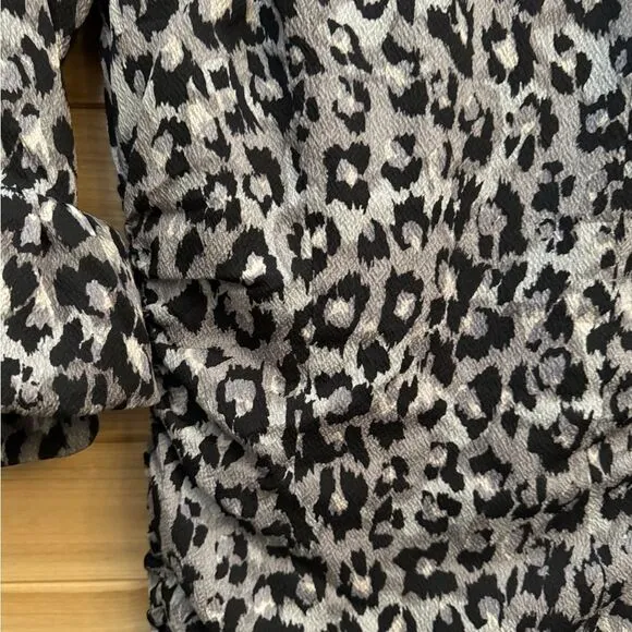 Tracy Reese Size 2 Silk Blend Animal Leopard Print Puffy Elbow Sleeve Dress