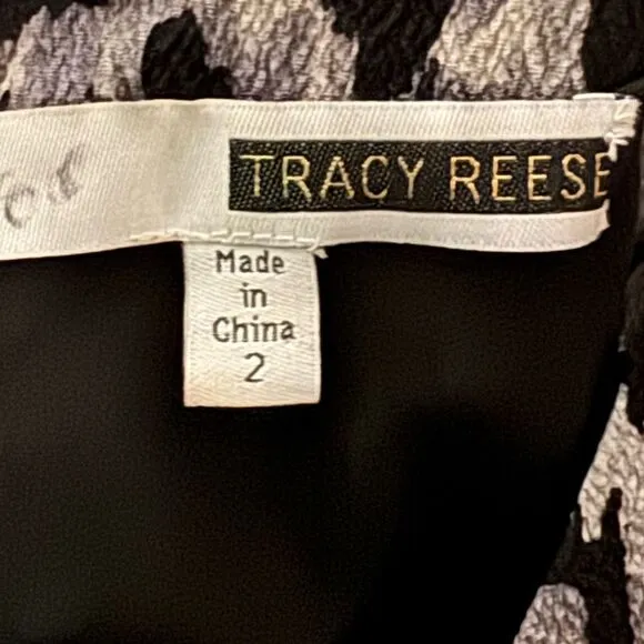 Tracy Reese Size 2 Silk Blend Animal Leopard Print Puffy Elbow Sleeve Dress