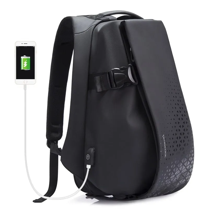 Travel Backpack Tech Backpack in Black - USB Power Plug - 15/17 inches