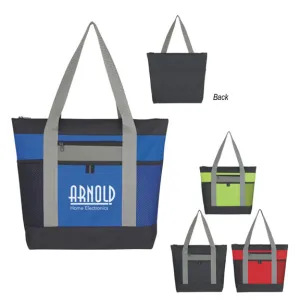 Tri Color Zipper Polyester Tote Bag