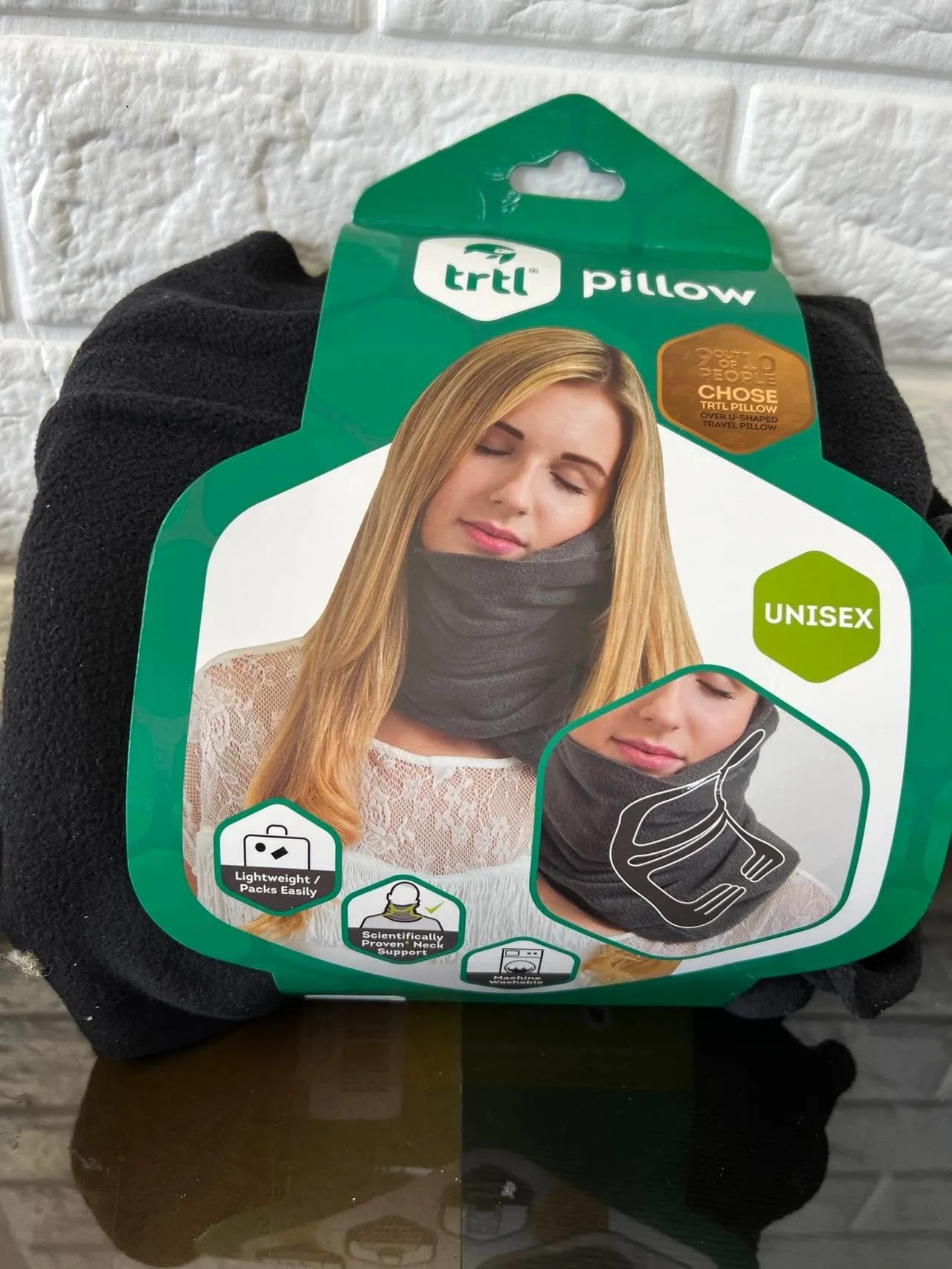 Trtl Pillow - Scientifically Proven Super Soft Neck Support Travel Pillow - Machine Washable (Grey, Adult)