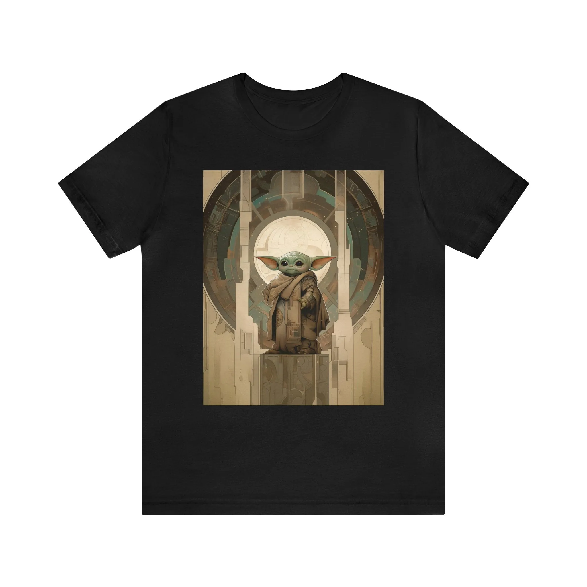 Unisex Jersey Short Sleeve Tee - Baby Yoda Grogu Art Deco style by Frank Lloyd Wright